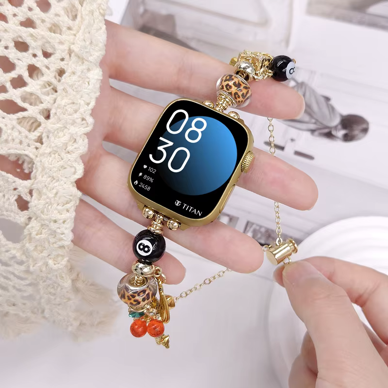 Bracelet perlé imprimé léopard pour Apple Watch (40mm
