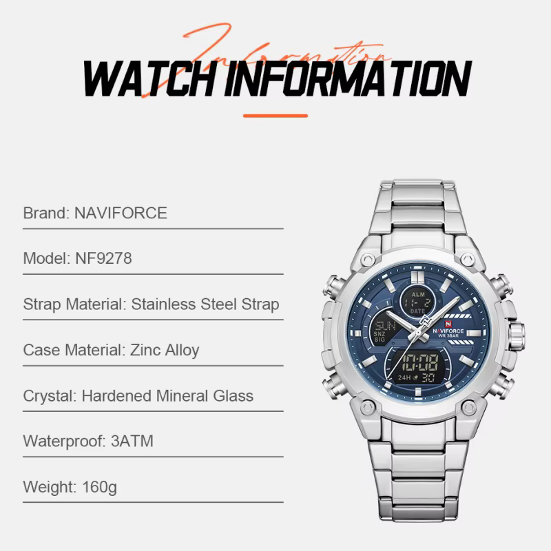 NAVIFORCE – montre-bracelet multifonction pour hommes