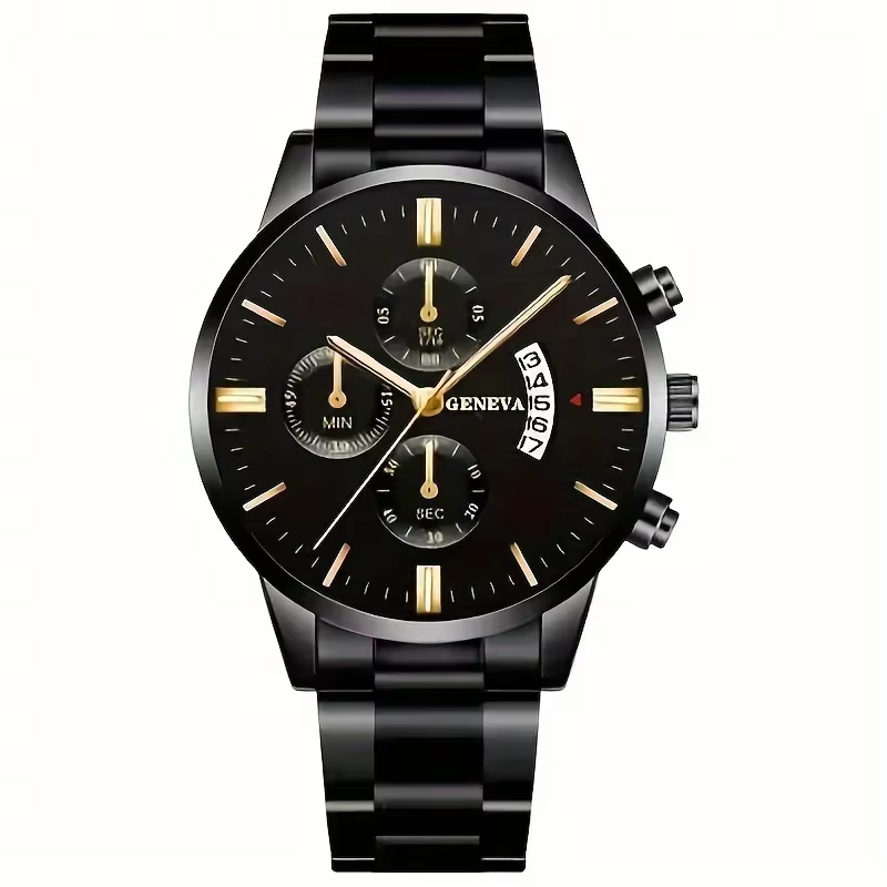 Montre à quartz vintage pour hommes avec calendrier