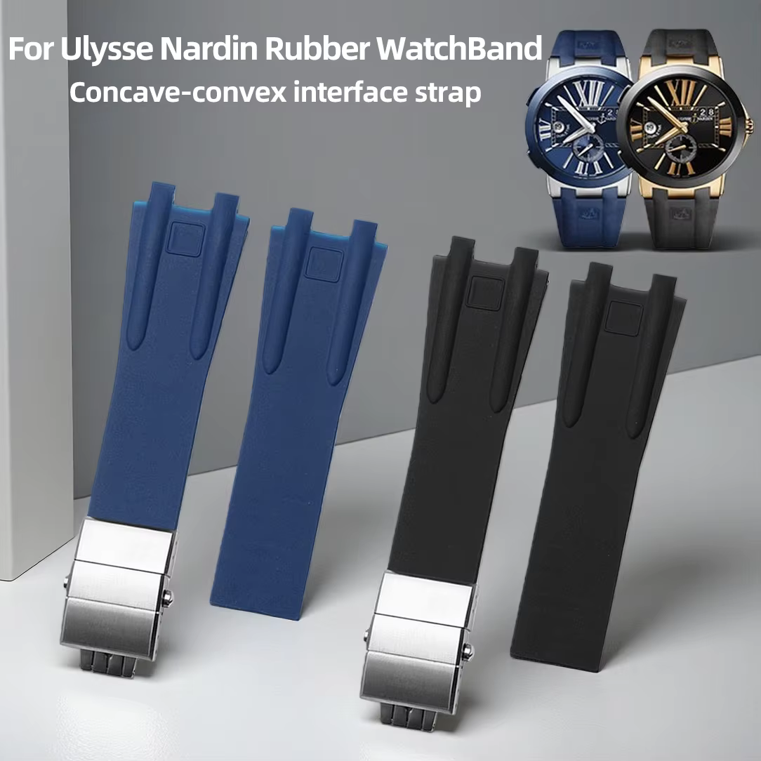 Pour Ulysse Nardin bracelet de montre en caoutchouc de Silicone plongeur