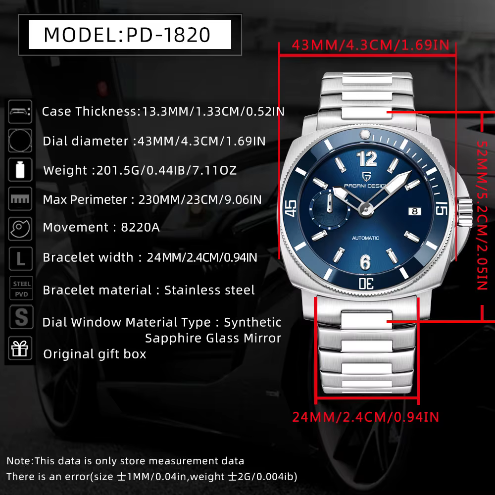 PAGANI DESIGN 43mm montre-bracelet mécanique lunette en céramique montre pour hommes haut de gamme 100M étanche montres automatiques Relogio Masculino