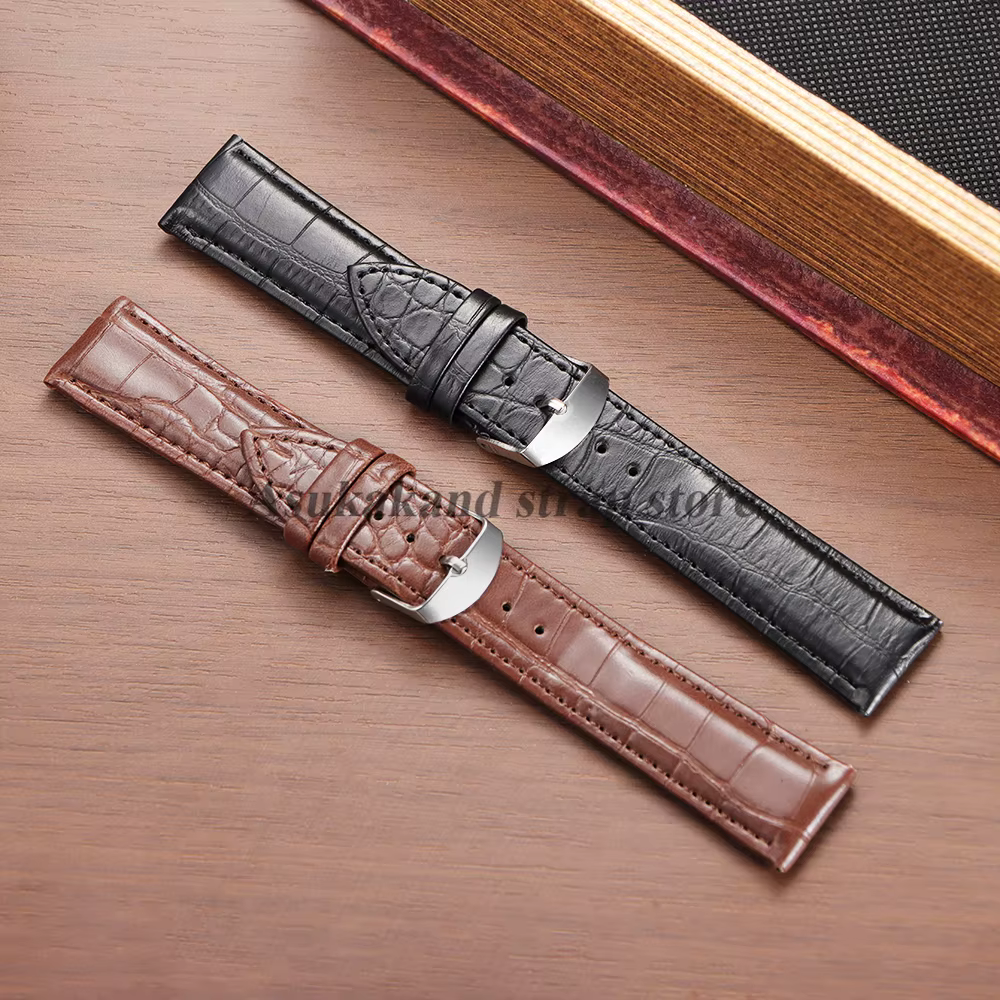 Bracelet de montre en cuir véritable pour hommes et femmes