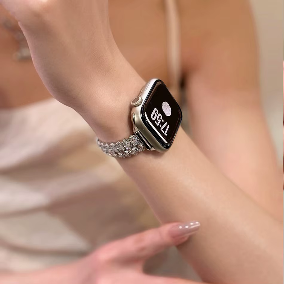 Bracelets de luxe style joaillerie pour Apple Watch Series 11 10 9 8 7 6 5 4 3 2