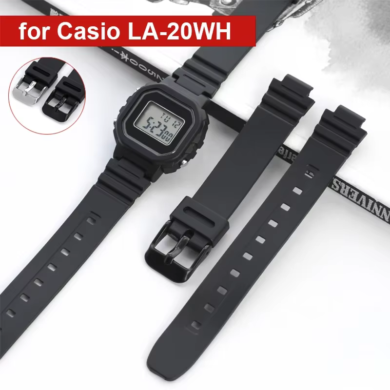 Bracelet pour mol LA-20WH Noir Résine TPU Montre Bande Femmes Sports Étanche Silicone Acier Inoxydable Pin strucBracelet 10mm