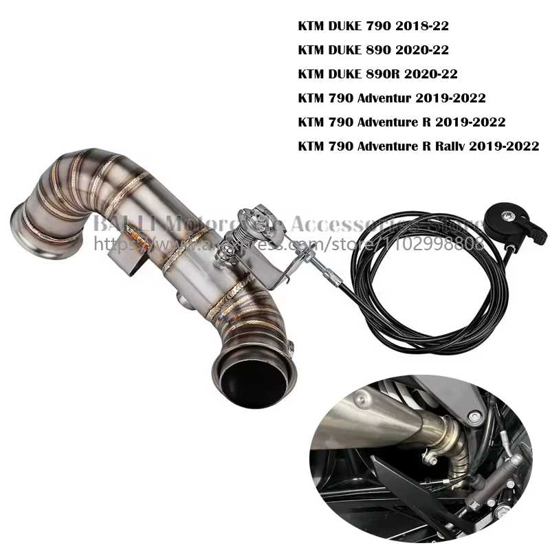 Tuyau de raccordement intermédiaire d'échappement avec valve pour moto DUKE 790, Duke 890, 890R, 790 Adventure R, Duke 790 R Rally