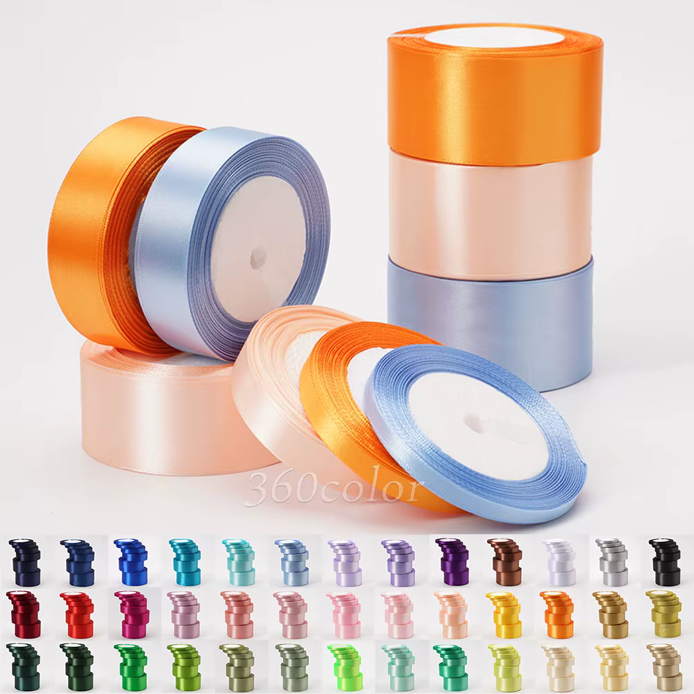 Ruban en Satin 22.8 mètres 6mm 10mm 15mm 25mm 38mm 50mm, nœud d'emballage cadeau fait à la main, artisanat pour fête de mariage, Halloween, décoration de noël