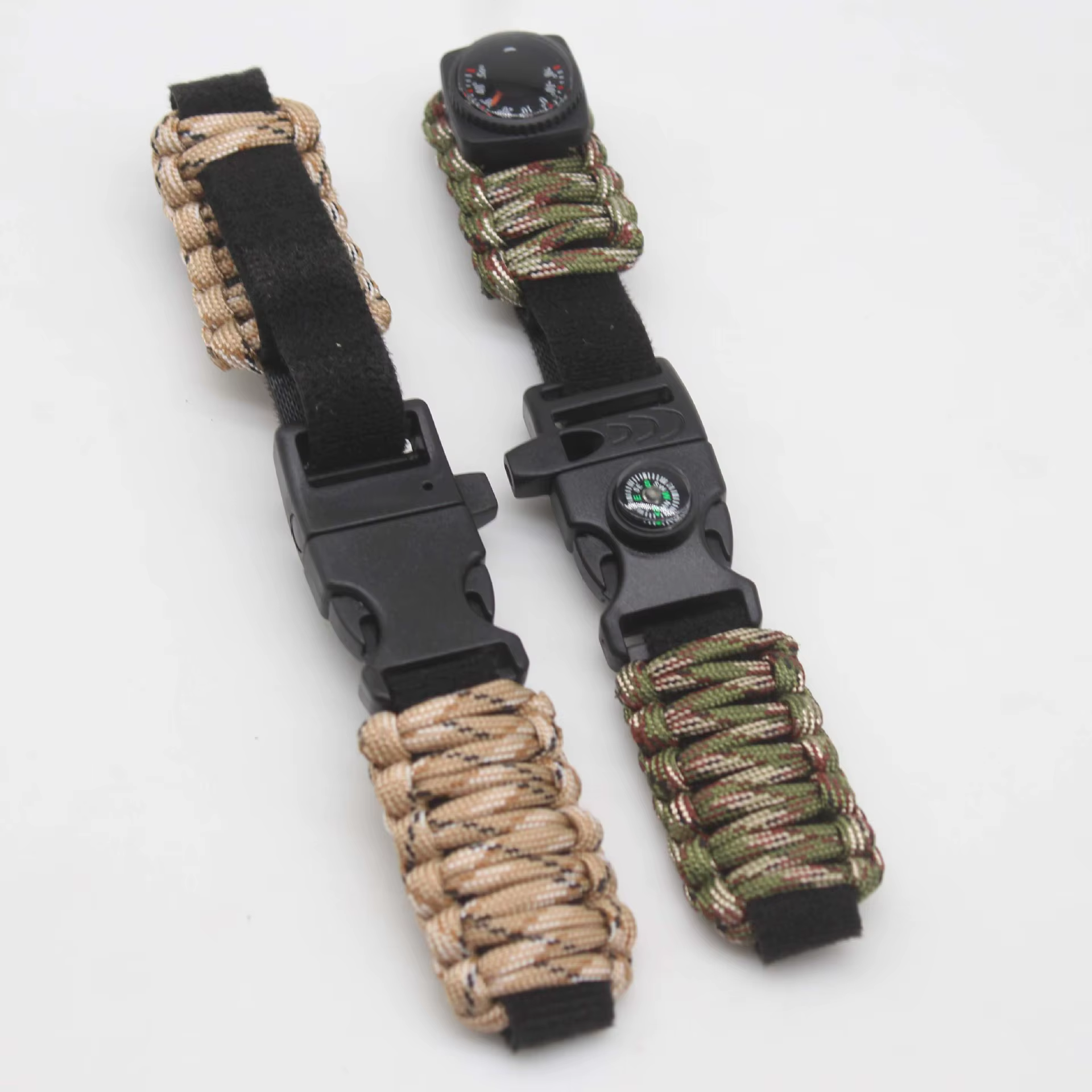 Bracelet de montre tissé en paracorde, sifflet, boussole, bracelet réglable