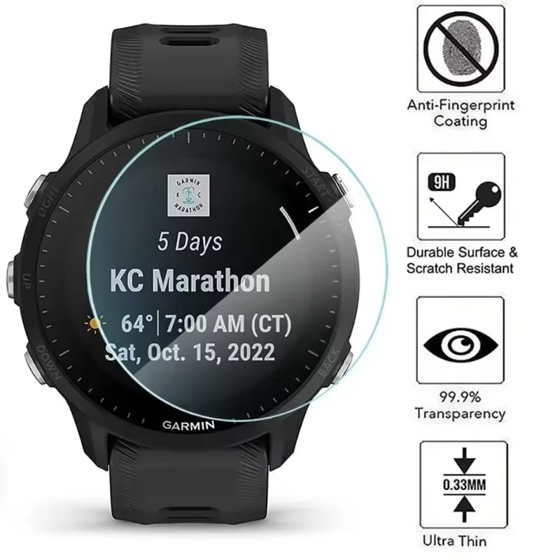 Verre trempé pour Garmin Forerunner 165 965 945 935 220 225 230 235 255s 735XT 620 630 montre Film de protection d'écran anti-rayures
