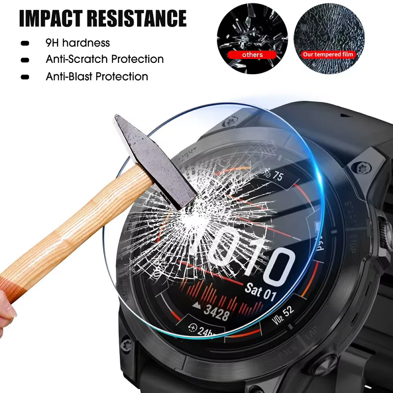 Film de protection en verre trempé pour Garmin Fenix 8 AMOLED Solar E 7X 6X Pro 7 6 7S 6S Pro 5 5S