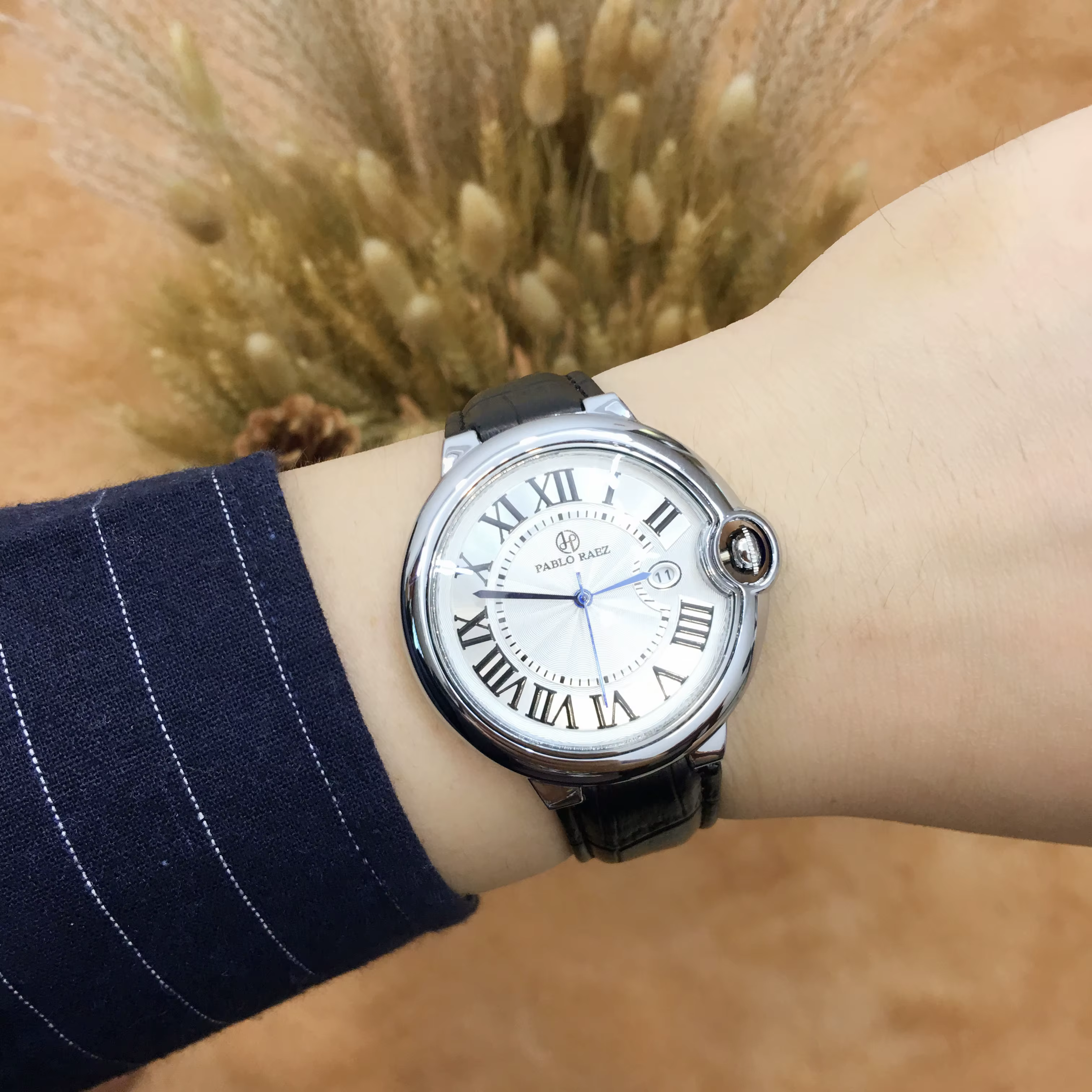 Pablo Raez Couple montre pour hommes femmes Reloj Mujer homme montre-bracelet à Quartz mâle mode bracelet en cuir dames chiffres romains horloge
