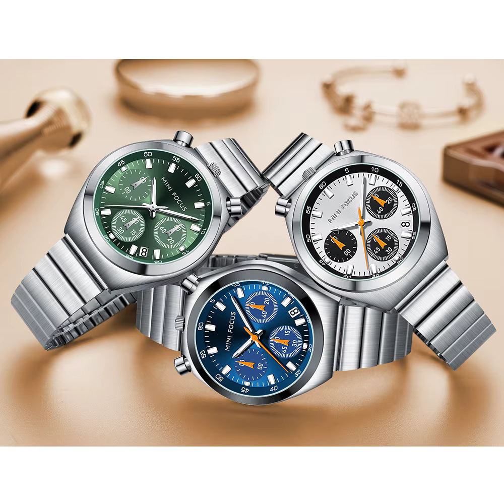 Montre MINI FOCUS en quartz argent et vert pour femme