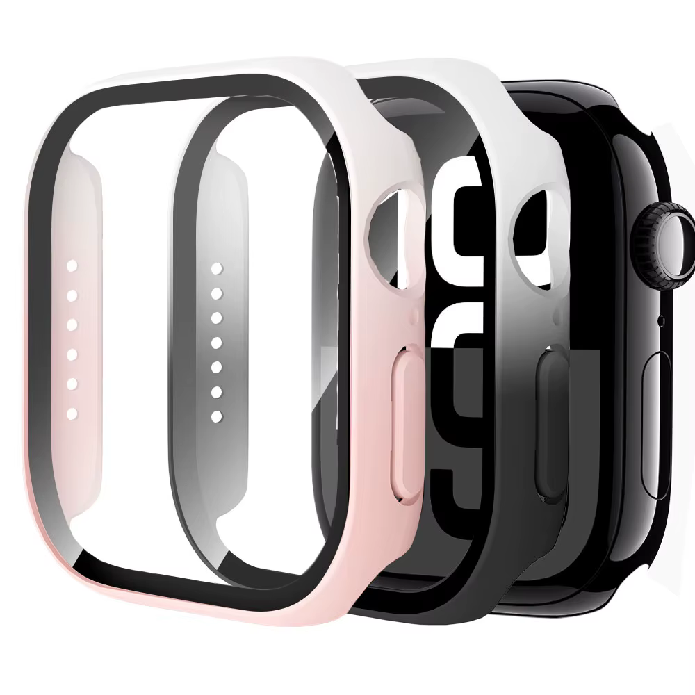 Verre trempé + étui pour Apple Watch 40mm 41mm 42mm 44mm 45mm 46mm protecteur d'écran housse de protection PC iWatch 10 8 7 9 6 SE 5 4