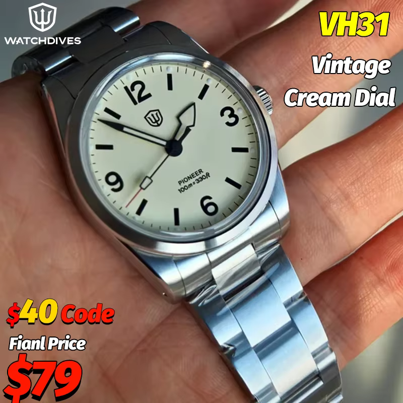 Watchdives WD1960S V2 montre pour hommes avec cadran crème VH31