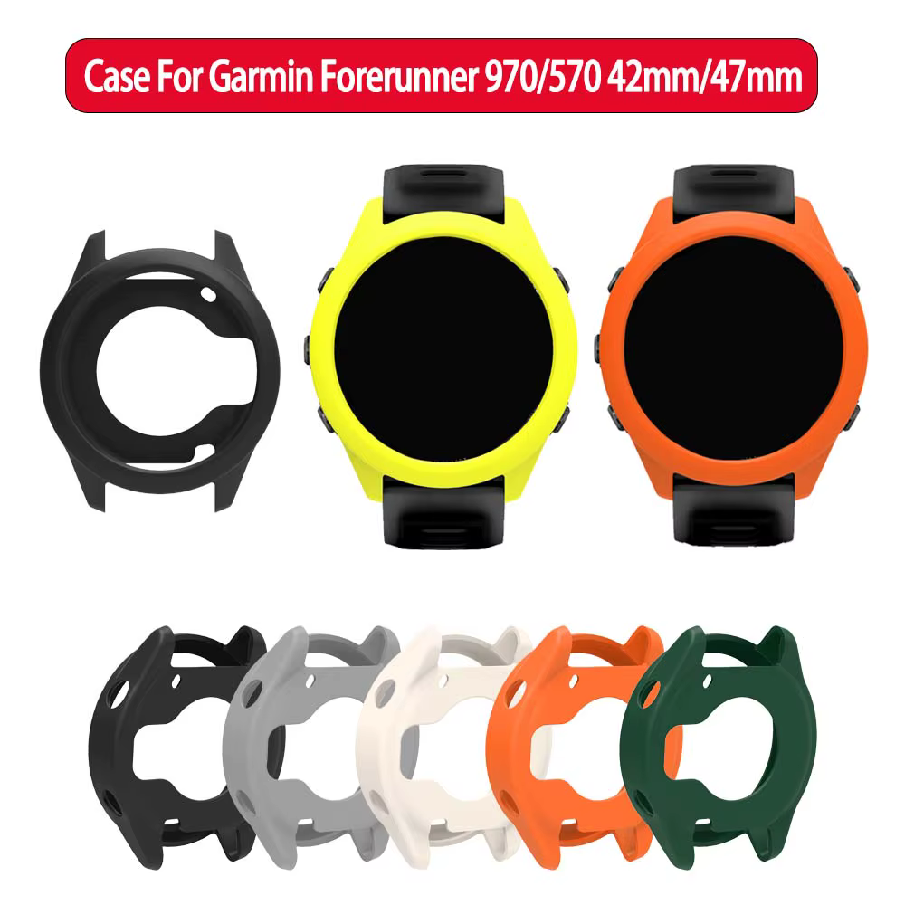 Étui de montre en silicone pour Garmin Forerunner 970/570 42 mm/47 mm