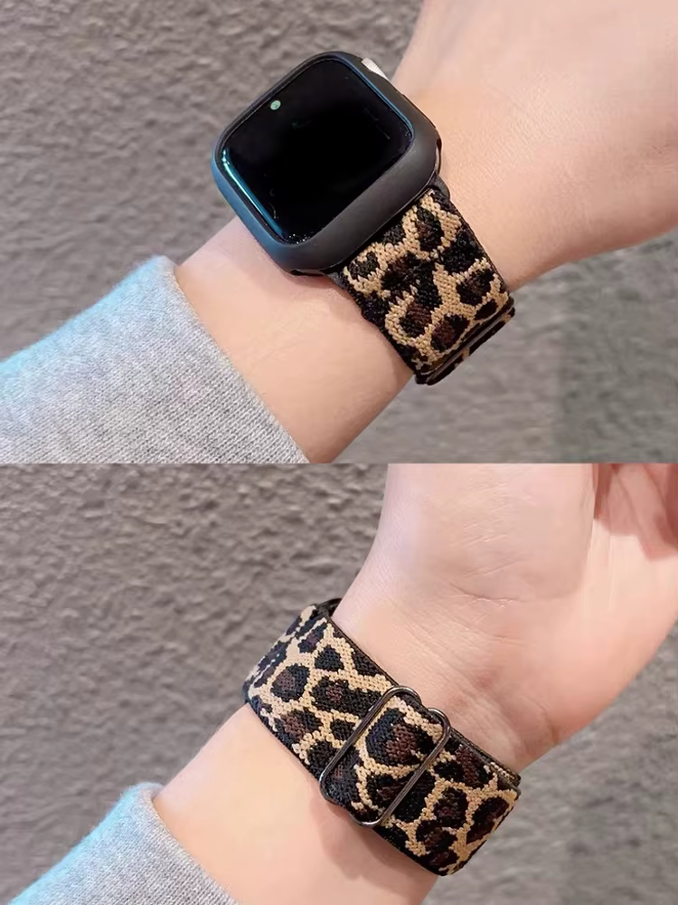 Bracelet en Nylon élastique léopard pour Apple Watch Ultra 2, 49mm 41mm 45mm 42mm 46mm 44mm, Bracelet pour femmes iWatch série 10 9 se 7 3 8 5 4