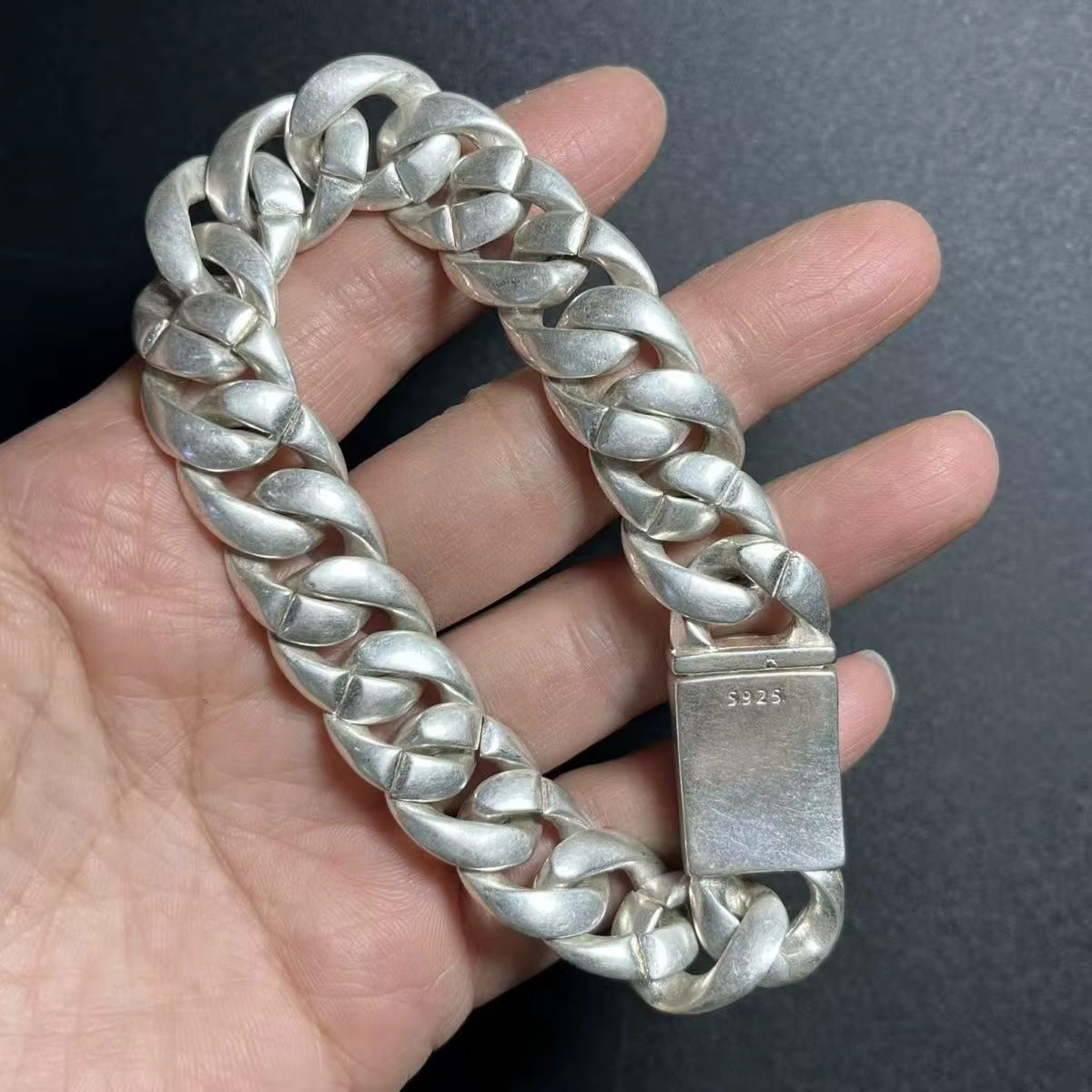 Bracelet audacieux en argent tibétain ancien S925, bijoux simples à la mode pour hommes et femmes, accessoires cadeaux