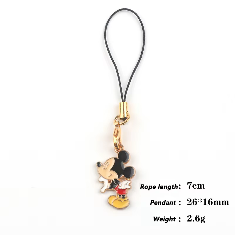 Disney-Pendentif Minnie Cartoon pour enfants, chaîne en alliage, accessoire de suspension SR, sangle de téléphone pour couple, super mignon, continent, étudiant