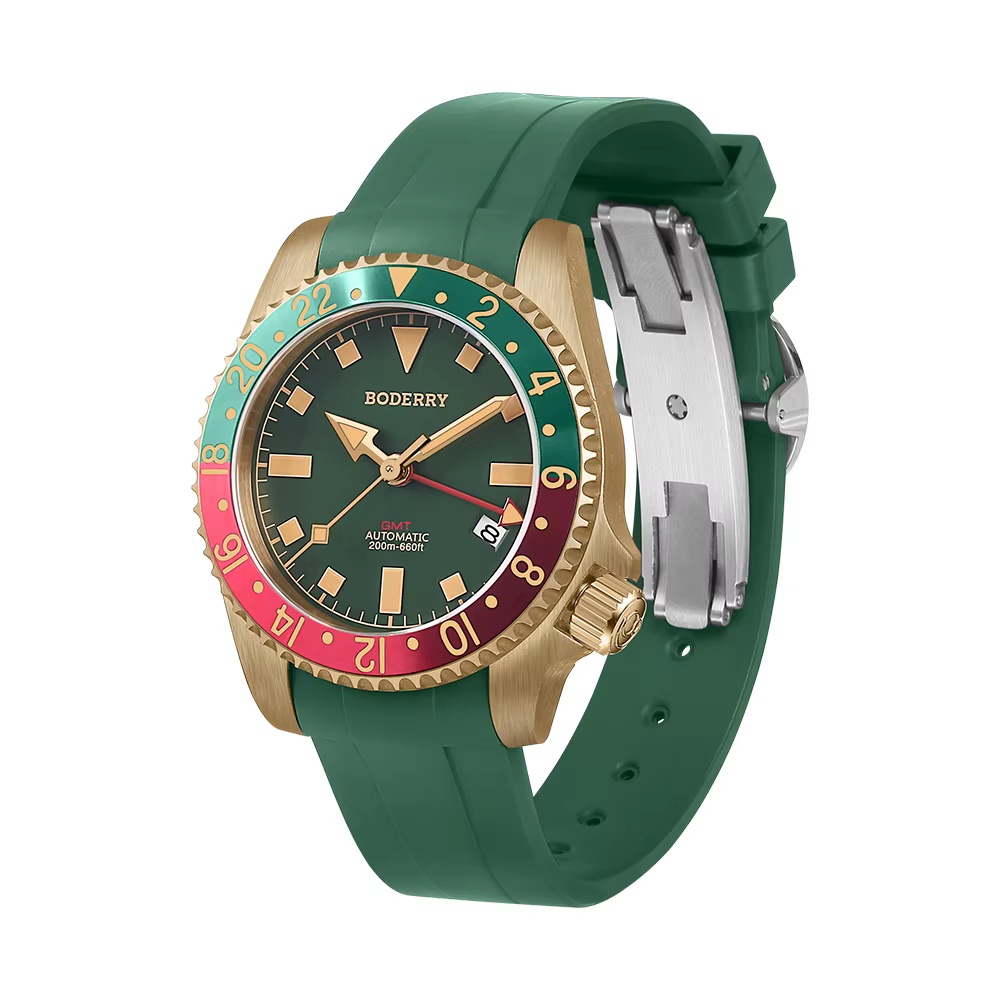 Boderry Bronze GMT montre plongeur ADMIRAL montres automatique pour Seiko NH34 mouvement 200M montre-bracelet étanche pour hommes