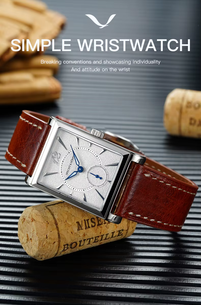 Specht & Söhne 2025 nouvelle montre carrée de mode pour hommes chronographe montres de sport en acier inoxydable saphir cristal 50M étanche