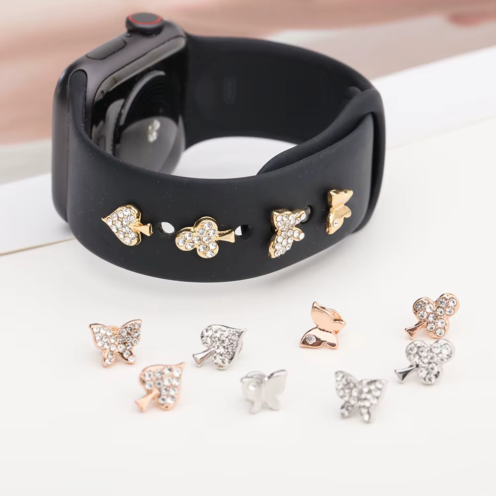 Breloques pour iWatch série 10 9 8 7 6 5 3 SE/Galaxy watch7 4 5 6/Bracelet classique décoration en métal pour Bracelet de montre Apple