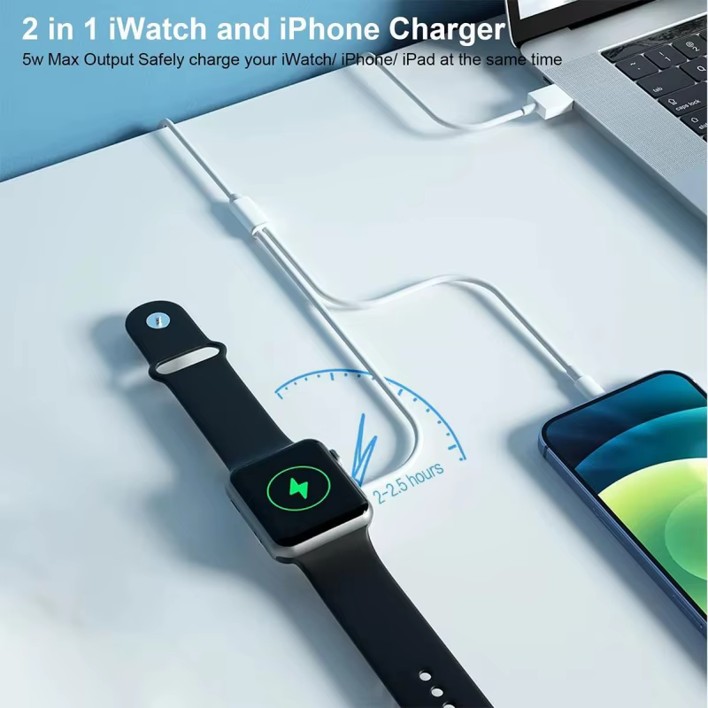 Câble 2 en 1 pour Apple Watch Charger10 9 8 7 6 5 4 3USB