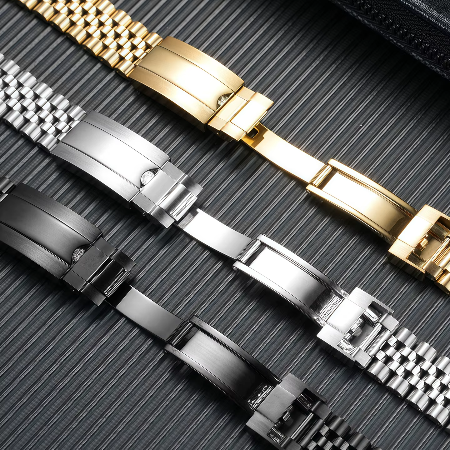 Bracelet en acier inoxydable Jubilee à extrémités courbes de 20 mm et 22 mm pour Rolex GMT Seiko Tudor