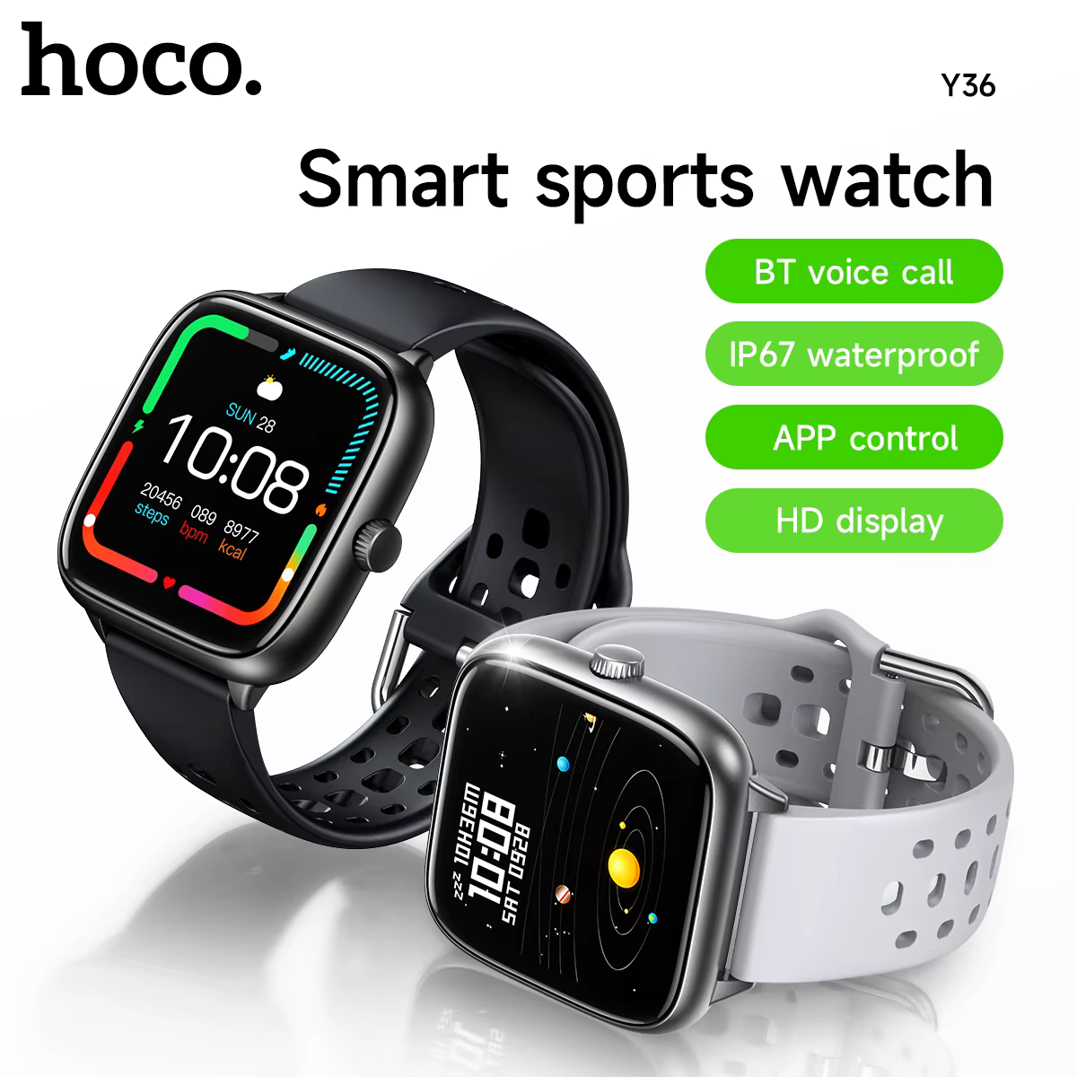 HOCO Y36 1.72 pouces TFT écran tactile Version d'appel montre intelligente fréquence cardiaque sommeil oxygène Sport surveillance Smartwatch IP67 étanche