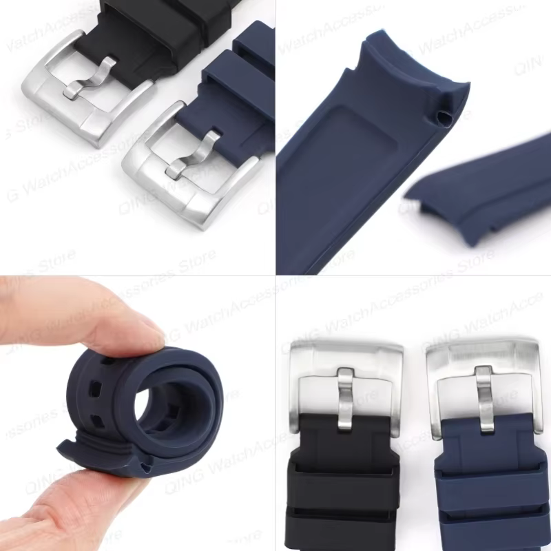 Bracelets de montre en caoutchouc incurvés de 20 mm et 22 mm pour Rolex