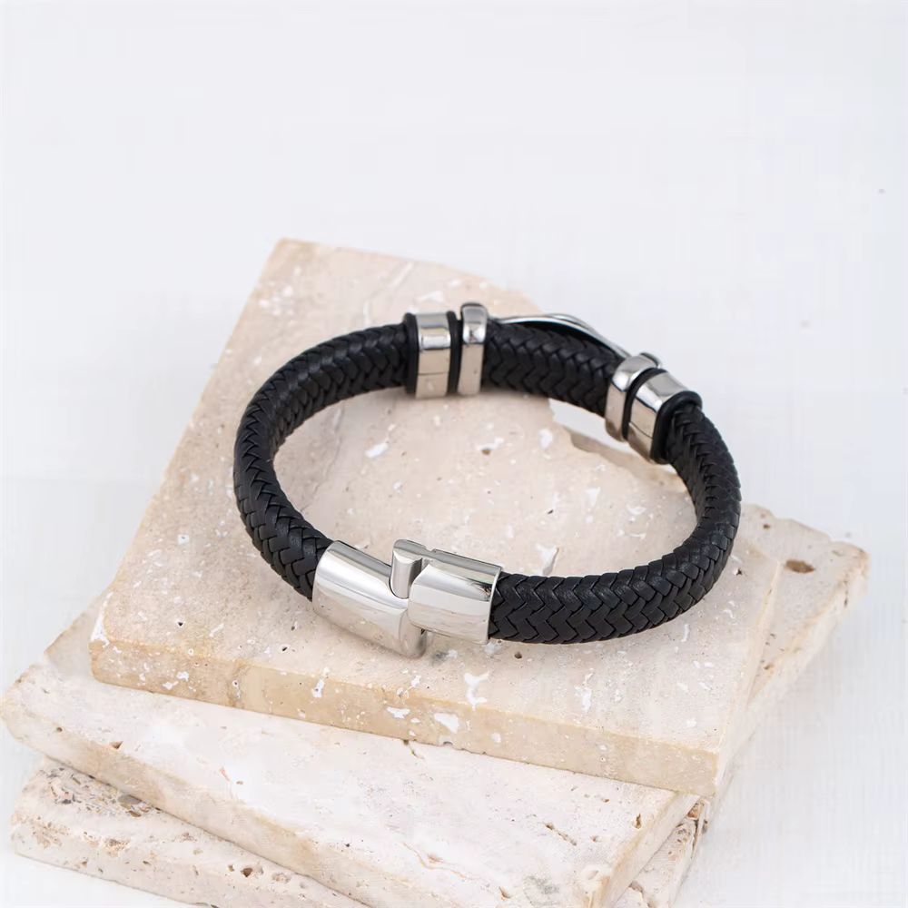Bracelet en cuir véritable pour hommes