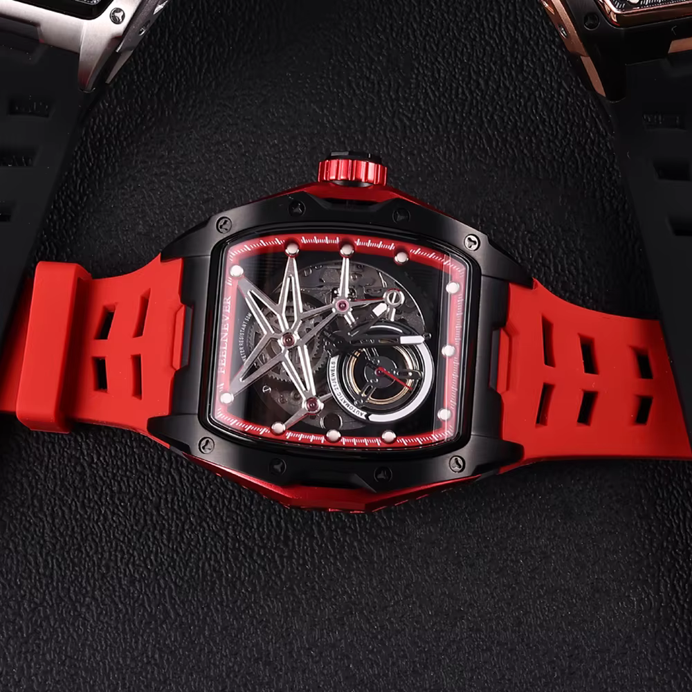 2025 FEELENEVER Design hommes montre automatique squelette mécanique montre-bracelet boîte en acier inoxydable saphir