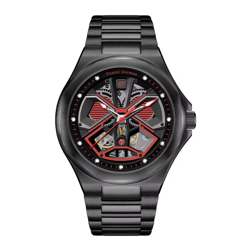 DG Montre automatique de luxe colorée entièrement ajourée