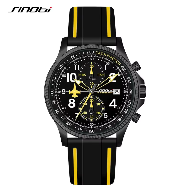 SINOBI nouveau sport chronographe hommes montres mode Design créatif étanche calendrier lumineux