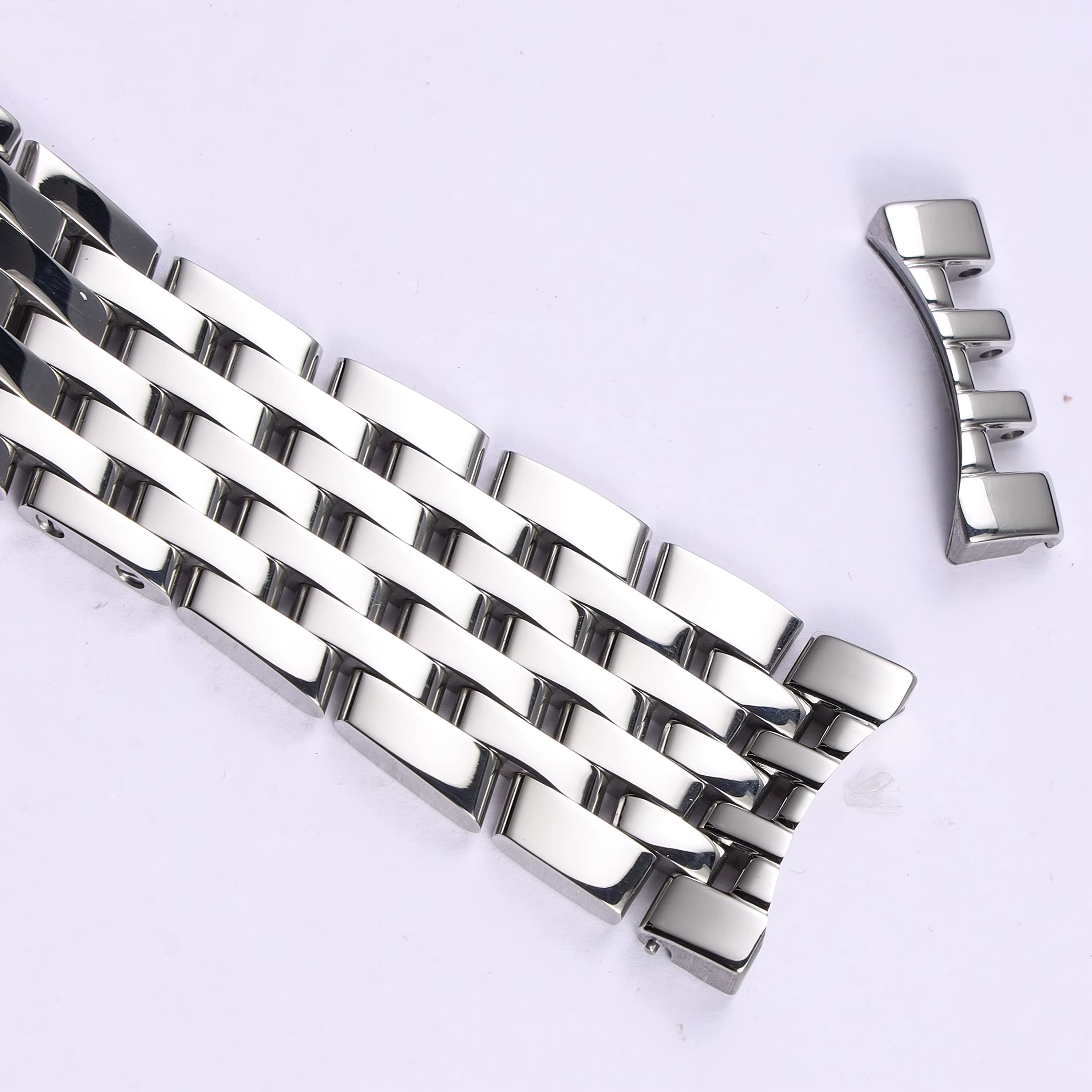 Pour Breitling nouveaux maillons d'extrémité courbes 7 perles 24mm argent poli solide Bracelet en acier inoxydable