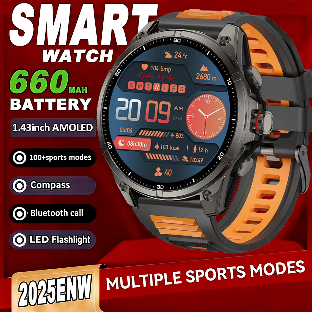 2025 nouvelle montre intelligente GPS pour Sports de plein air Smartwatch boussole altimètre barométrique 10ATM IP69K étanche AMOLED Bracelet pour hommes