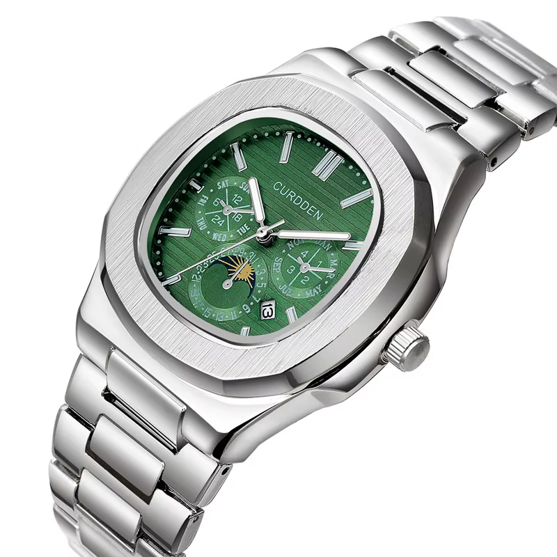 Véritable CURDDEN Super marque Montres de créateur pour hommes mode alliage bande Date montre à Quartz argent