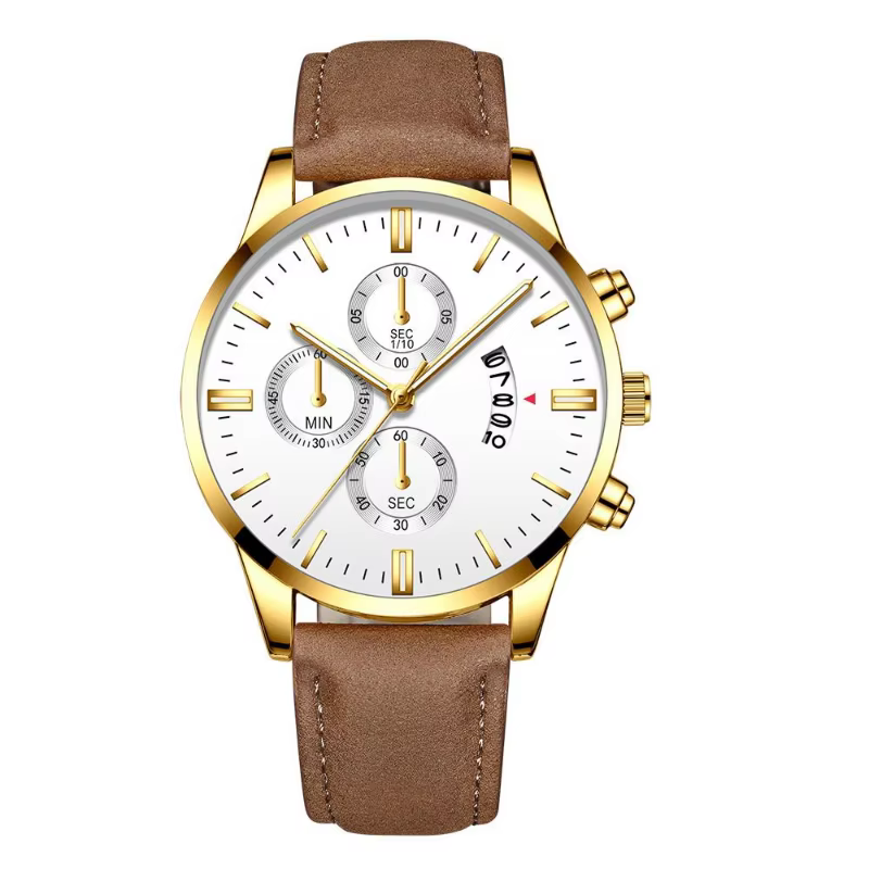 Montre-bracelet à quartz en acier inoxydable noir pour homme