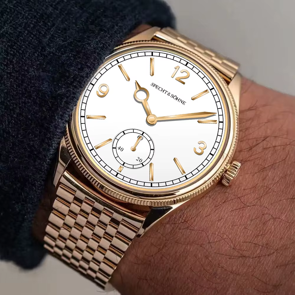 Vente chaude Spech t & Söhne montre mécanique pour hommes à la mode en cuir véritable et acier inoxydable 50M étanche