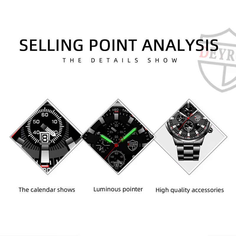 Montre homme Montre-bracelet à Quartz en acier inoxydable pour homme