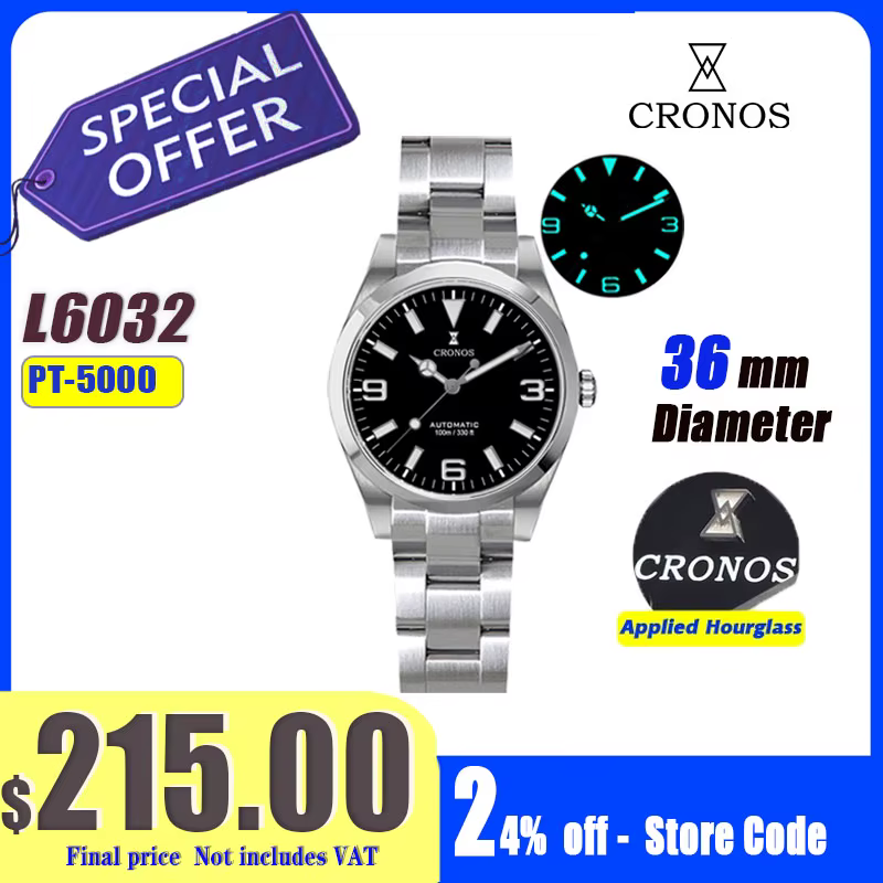 Cronos montres de luxe pour hommes 36mm explorer la série d'escalade montre de Sport pour Couples NH35 PT5000