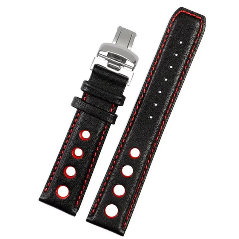 Pour 1853 Tissot T91 Racing Sports Series PRS516 T044 Bracelet en cuir véritable avec boucle papillon