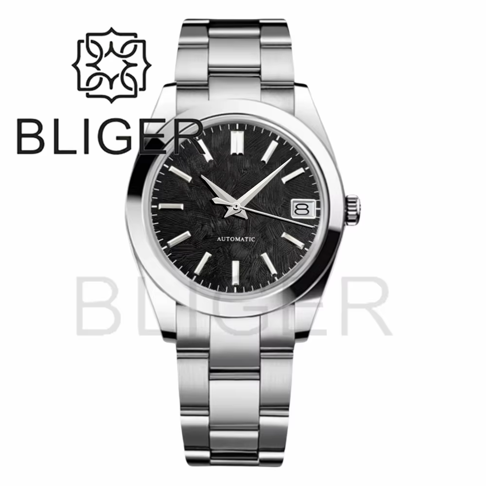 BLIGER 36mm39mm logo personnalisé cadran vert montre Sakura rose glace bleu Texture