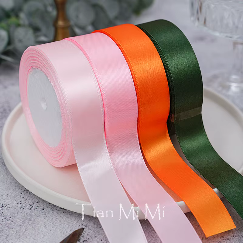 Ruban en satin 25 yards/rouleau 6mm 10mm 15mm 25mm 38mm 50mm pour nœuds, emballage cadeau, artisanat DIY, décoration de Noël, mariage et fête