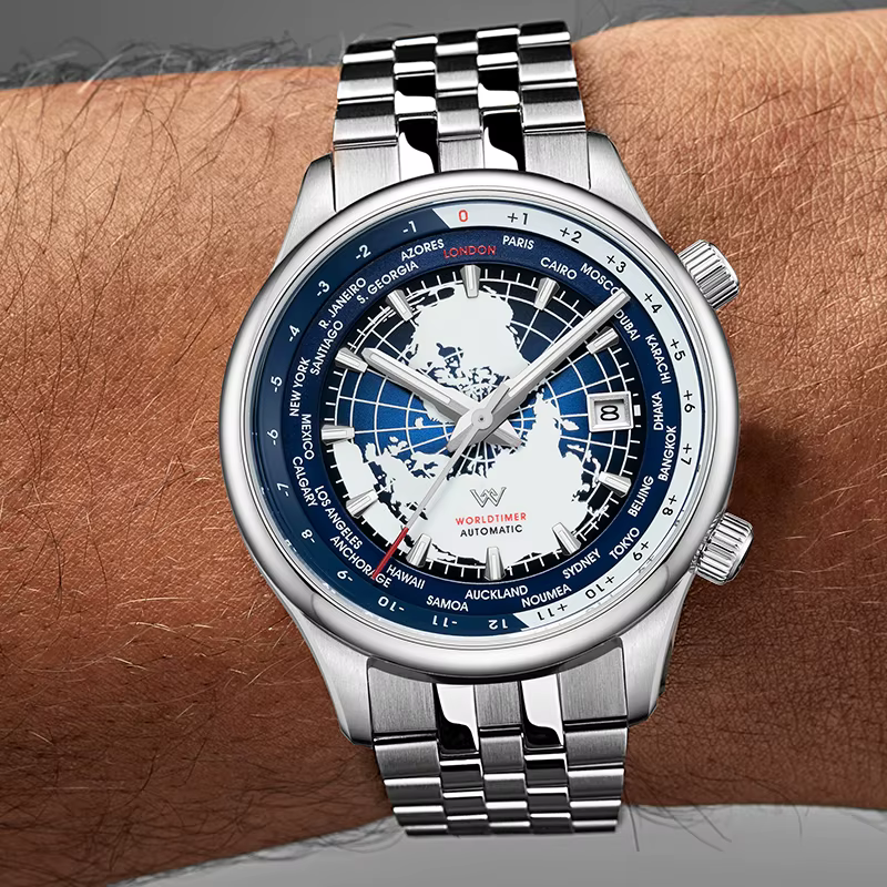 WM montre automatique mécanique hommes montres de haute qualité saphir heure mondiale Original reconnu marque Welly