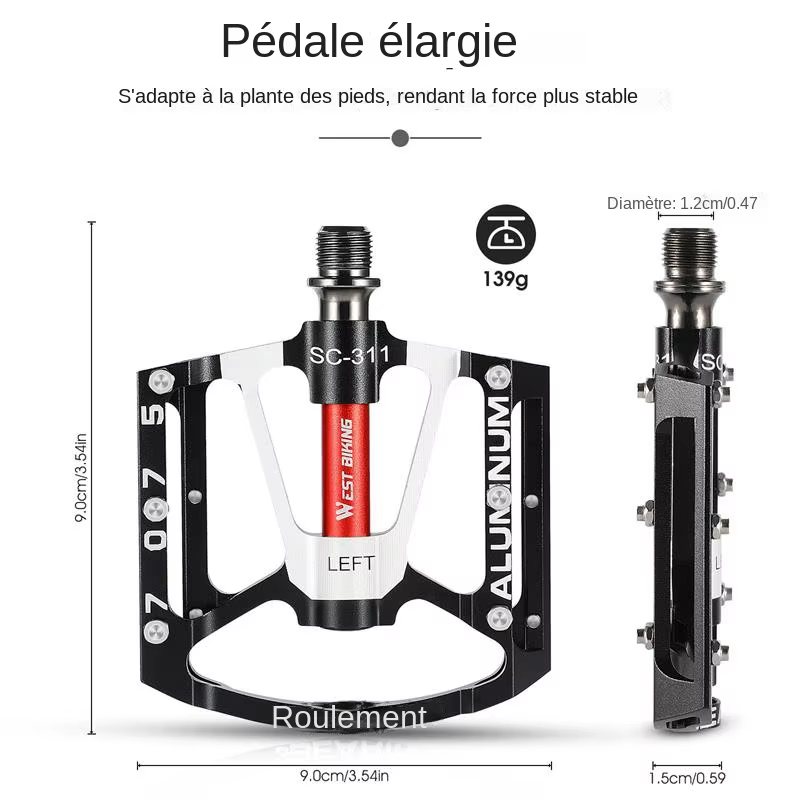 WEST BIKING pédales de vélo ultralégères antidérapantes CNC BMX vtt pédale