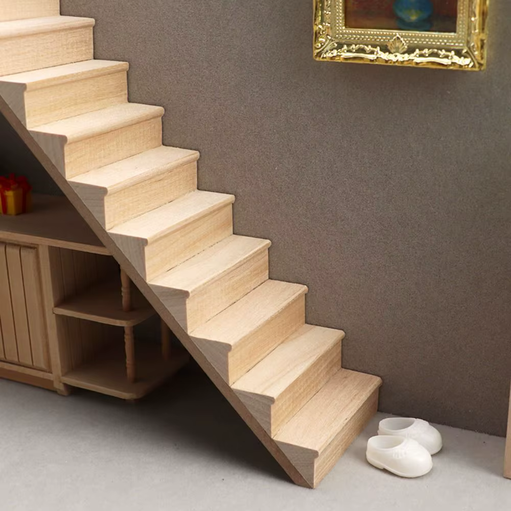 Faire semblant jouer 1:12 meubles de maison de poupée accoudoir Miniature Mini escalier modèle bois escalier garde-corps escaliers avec main courante