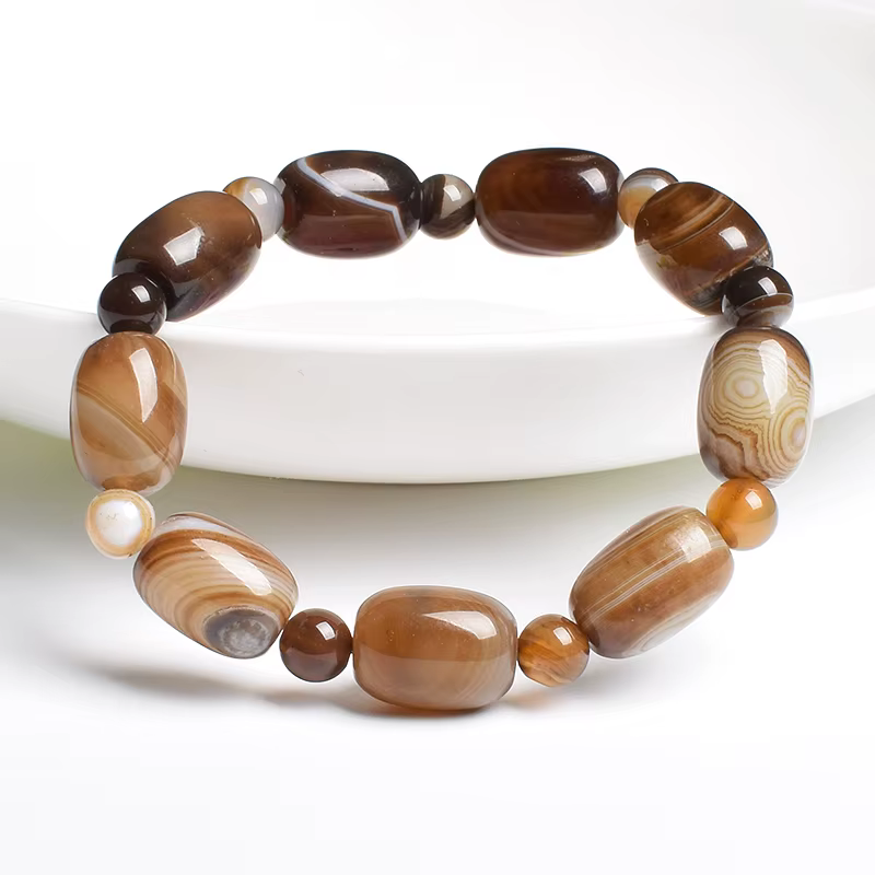 Perles de pierre naturelle Agates vertes bracelets porte-bonheur pour femmes mode tambour baril forme cornaline bracelets femme bracelet d'été