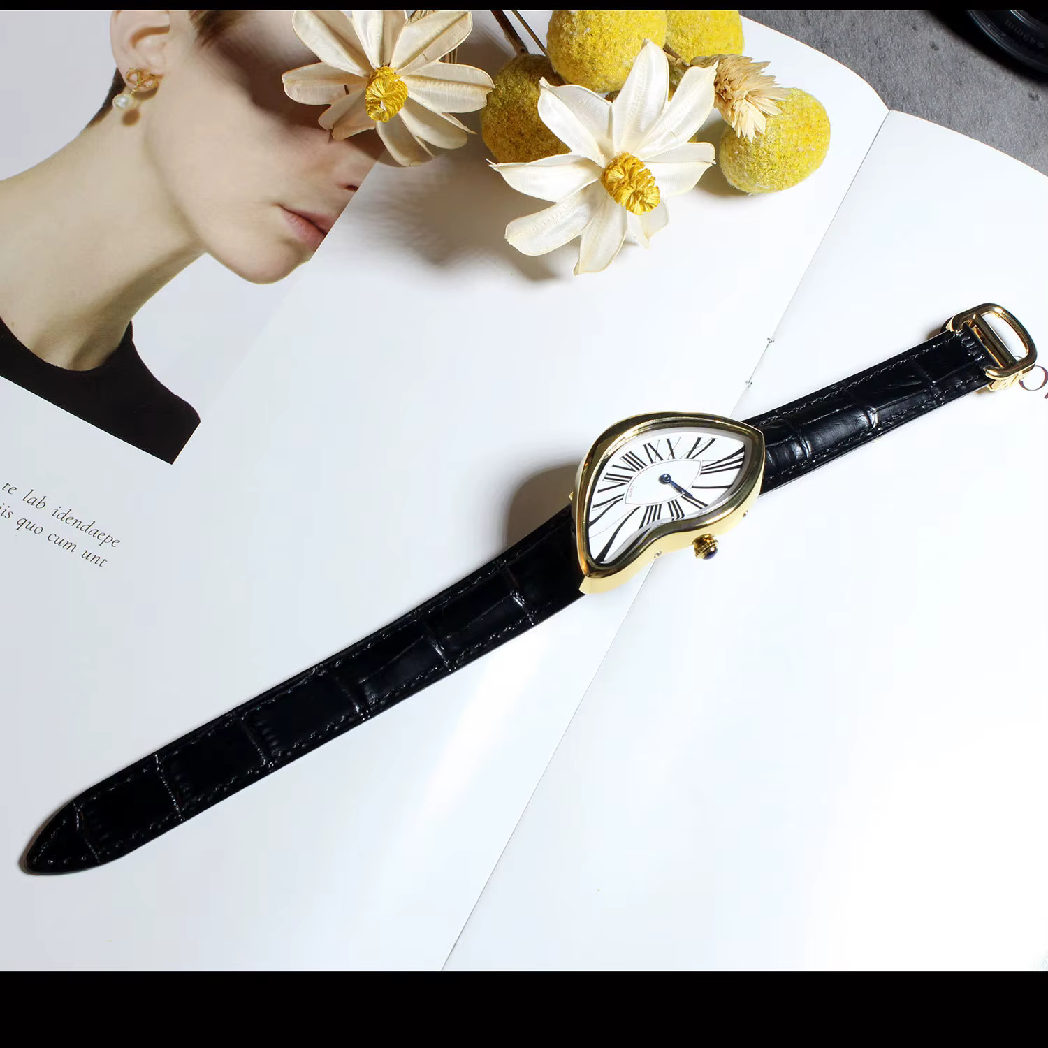 Nouvelle montre torsadée médiévale Crash Melt pour hommes bracelet en cuir de mode montres à Quartz horloge masculine Relogio Masculino livraison directe