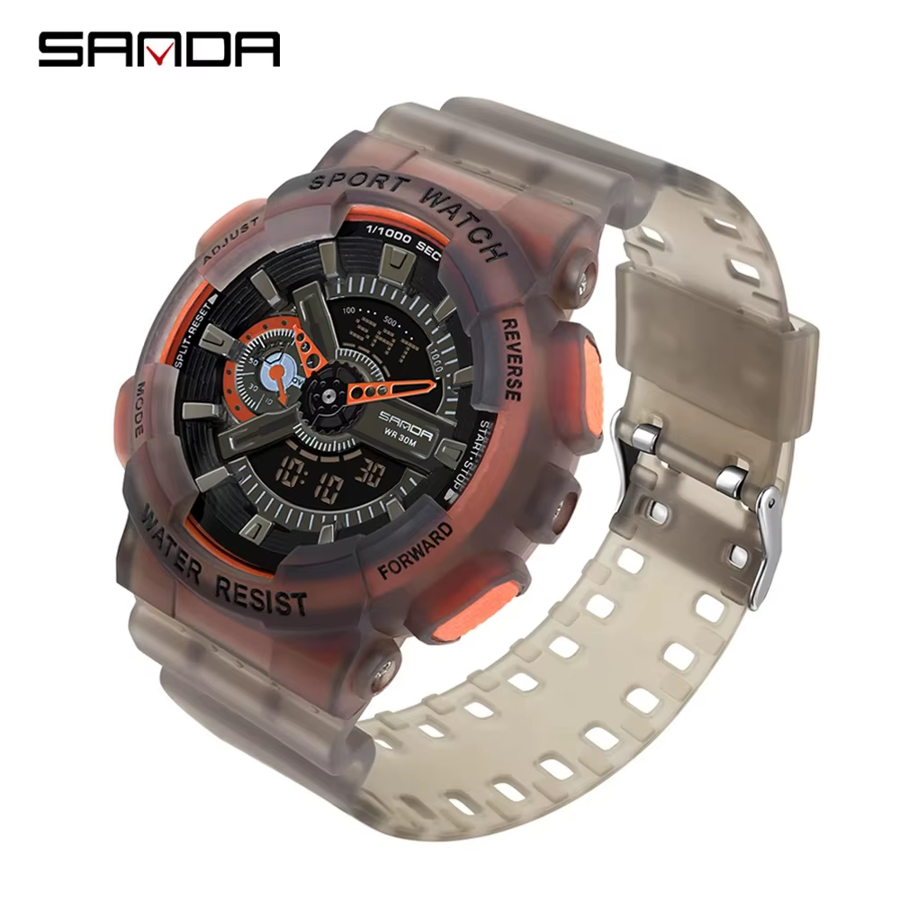 SNADA 2025 nouvelles montres pour hommes sport montre-bracelet électronique étanche mode fluorescente double affichage montre à Quartz numérique 3029