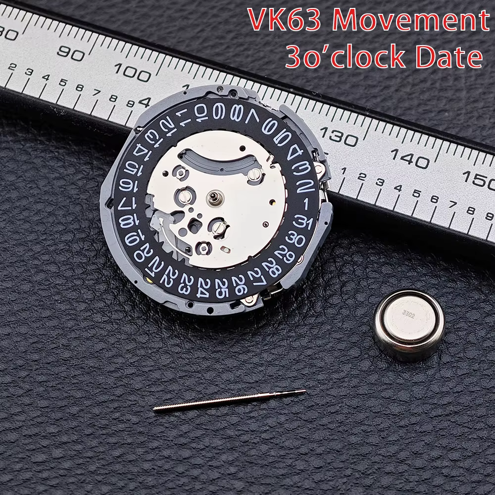 VK63A VK63 mouvement à Quartz Date à 3 heures chronographe montre