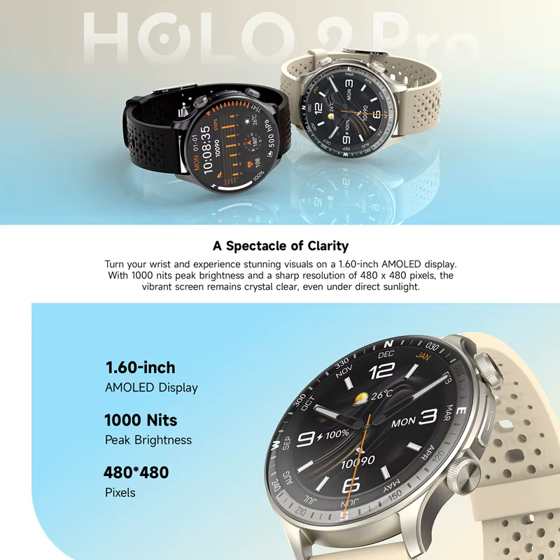 IMIKI HOLO 2 Pro 1.6 "AMOLED HD affichage Smartwatch 5ATM étanche GPS Bluetooth appels téléphoniques ultra-mince sport montres intelligentes